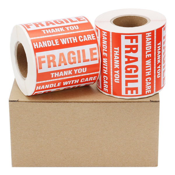 BESTEASY 2" x 3" Fragile Stickers Handle with Care Warning Packing/Shipping Labels - Permanent Adhesive