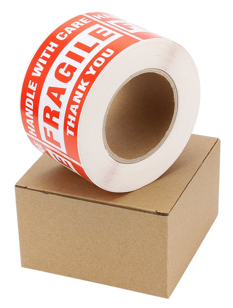 BESTEASY 3" X 5" Fragile Handle with Care Warning Stickers for Shipping and Packing - 500 Permanent Adhesive Labels Per Roll