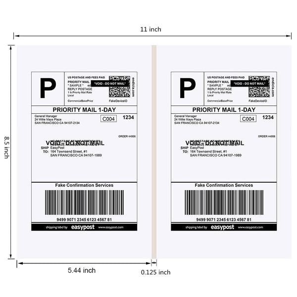 BESTEASY Half Sheet Pre-Cut GapSelf Adhesive Shipping Labels for Laser & Inkjet Printers, 8.5'' x 11'' Half Sheet Shipping Address Labels