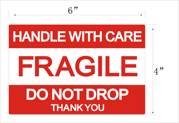 BESTEASY 4" x 6" Fragile Stickers Handle with Care Warning Packing/Shipping Labels, 500 Permanent Adhesive Labels Per Roll