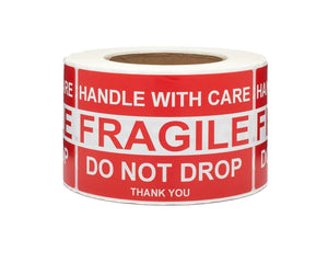 BESTEASY 4" x 6" Fragile Stickers Handle with Care Warning Packing/Shipping Labels, 500 Permanent Adhesive Labels Per Roll