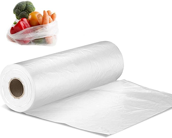 BESTEASY 16" X 20" Plastic Produce Bag on a Roll, Clear Food Storage Bags for Bread Fruits Vegetable, 350 Bags/Roll
