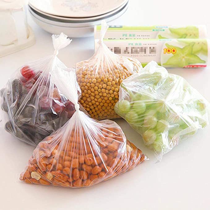 BESTEASY 14" X 20" Plastic Produce Bag on a Roll, Clear Food Storage Bags for Bread Fruits Vegetable, 350 Bags/Roll
